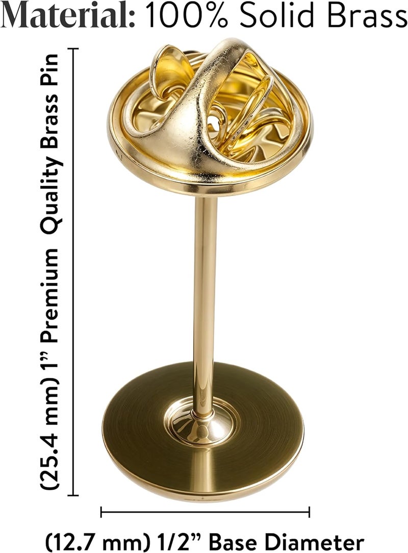 ANDUSTRIAL 1 inch Premium Quality Lacquered Coated Polished Brass Pin & Butterfly Or Military Clutch/Backs - For Hanging Tags on Display Area Rugs, Fabrics and Other Retail Items - Solid Brass (Gold), Pack of 50 - Image 1